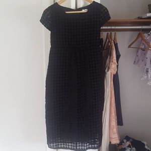Black Velvet Houndstooth Maternity Dress S